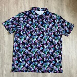 Floral bold, tropical, & abstract Patterned Short Sleeve Polo Collar Shirt